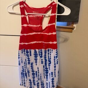Red and Blue Tie-Dye Racerback Tank